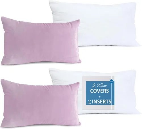 Vista 75 de Nestl Juego de 2 rellenos de almohada con terciopelo suave y sólido, juego de fundas de almohada cuadradas decorativas para sofá, automóvil Azul