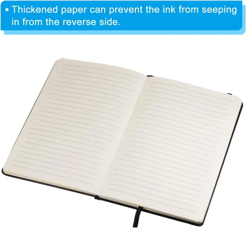 Vista 4 de PATIKIL Cuaderno rayado A5, 160 páginas, papel rayado grueso de 2.82 oz/m², 8.3 x 5.7 pulgadas, tapa dura, para trabajo y escritura, color negro
