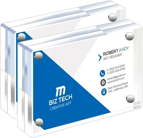Vista 9 de Mini portarretratos de 2.5 x 3.5 pulgadas, acrílico transparente, magnético, para tarjetas de presentación, 20mm de grosor, doble cara