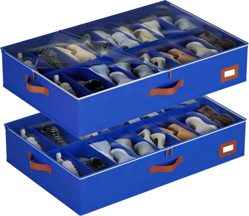 Vista 7 de homyfort Organizador de almacenamiento de zapatos debajo de la cama para armario, contenedor extra grande para zapatos debajo de la cama, paquete