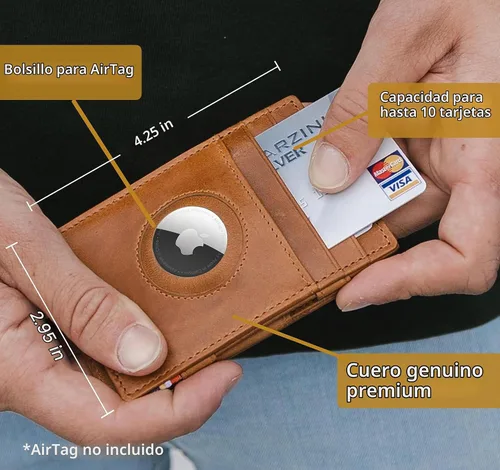 Vista 4 de GARZINI Billetera Airtag con bloqueador RFID, cartera mágica para hombre 01 Negro carbón