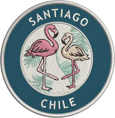 Vista 6 de Santiago - Parche bordado de dos flamencos de primera calidad, para planchar o coser, emblema decorativo para vacaciones, recuerdo, equipo de viaje
