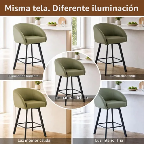 Vista 7 de FIRAVOE Juego de 2 taburetes de bar, taburetes de bar giratorios de altura de mostrador de 26", con respaldo y reposabrazos, taburetes de bar