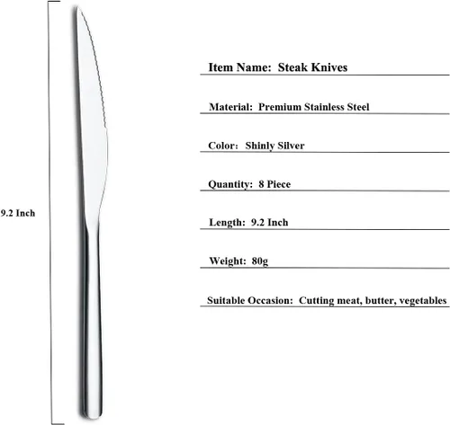 Vista 2 de HOMQUEN Cuchillos para carne, juego de 8 cuchillos de carne de acero inoxidable de alta calidad, juegos de cuchillos de carne, cuchillos alemanes