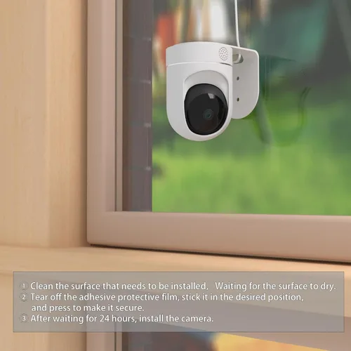 Vista 3 de Teccle Soporte de pared adhesivo para Eufy Indoor Cam E220 P24, sin taladrar sin herramientas, instalación sin daños