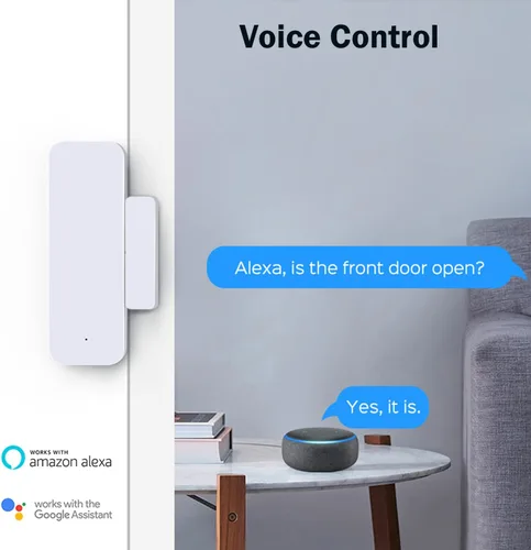 Vista 3 de Detector de ventana con sensor de puerta WiFi: sensor de contacto inteligente de ventana, detector magnético inalámbrico de puerta abierta