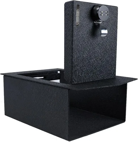 Vista 2 de Black Horse - Caja fuerte para consola central, organizador de caja de pistola negra, con cerradura reiniciable de combinación de 4 dígitos