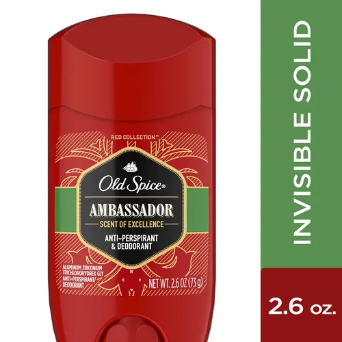 Vista 6 de Old Spice Desodorante antitranspirante para hombres, aroma Ambassador, Invisible Solid, colección roja, 2.6 onzas (paquete de 12)