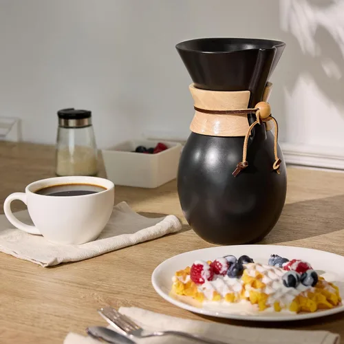 Vista 2 de Cafetera de cerámica con 20 filtros de papel, 8 tazas, 34 onzas, gotero de café