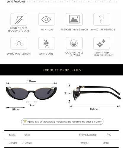 Vista 3 de Lentes de sol de fotografía callejera para hombres y mujeres, diseño de ojo de gato, moda para vacaciones al aire libre (color A, tamaño mediano)