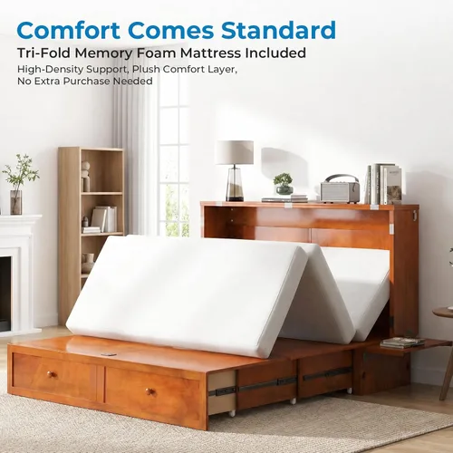 Vista 5 de Mjkone Murphy - Cama de gabinete con colchón plegable de tres piezas
