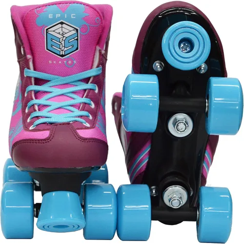 Vista 3 de Epic Cotton Candy - Patines cuádruples con 2 cordones (rosa y azul)