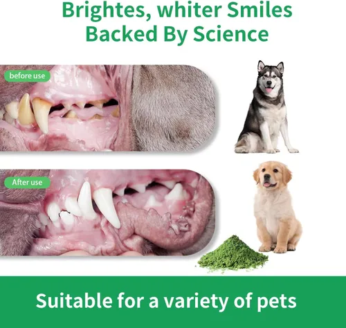 Vista 3 de Polvo de limpieza dental para perros y gatos, polvo de limpieza dental para perros y gatos, ambientador de aliento para mal aliento, removedor