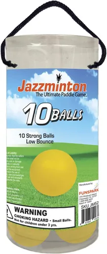 Vista 3 de Jazzminton Speed Ball Yellow - Paquete de 10 unidades para jugar rápido con paletas de madera, divertido juego de paleta familiar para exteriores