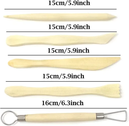 Vista 2 de Honbay - Mini herramientas de modelado de madera de 5 piezas, herramientas de escultura de arcilla para cortar, tallar y alisar