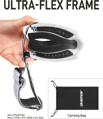 Vista 7 de BATFOX Gafas de Motocicleta Gafas Protectoras Moto de Cross Motocross Seguridad ATV Táctica Conducción (Azul Negro, Adulto)