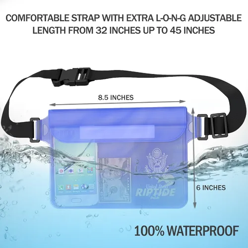 Vista 2 de Riñonera impermeable (paquete de 2) para hombres y mujeres, bolsa seca resistente al agua con correa ajustable para la cintura, protege objetos
