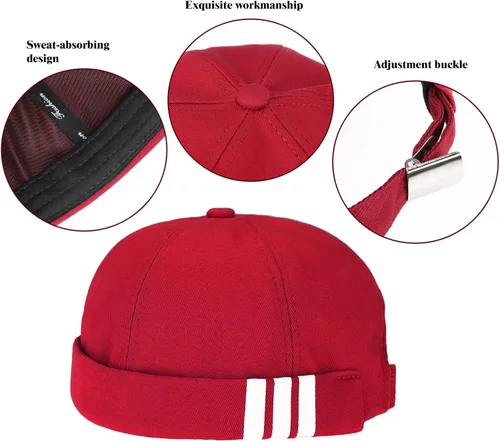 Vista 4 de Glamorstar Gorras domo sin ala para mujeres y hombres Sailor Docker, gorro Hip Hop