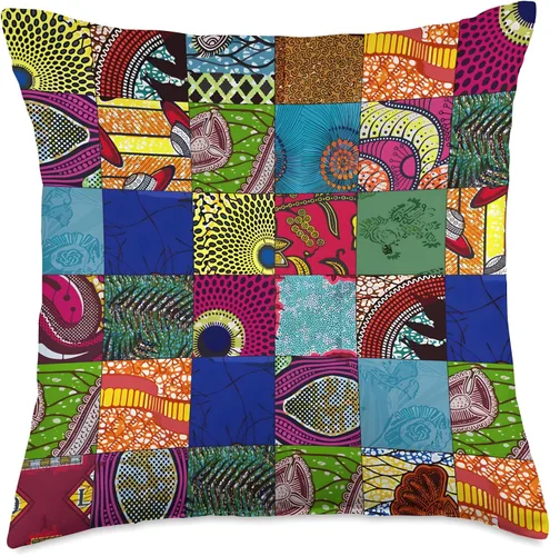 Vista 5 de Nativ Hand Ankara Kitenge - Almohada de retazos con estampado de cera africana, 16 x 16, multicolor