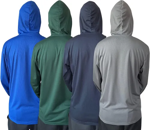 Vista 4 de Camiseta de manga larga transpirable con protección solar UPF 50+ para hombre, con capucha