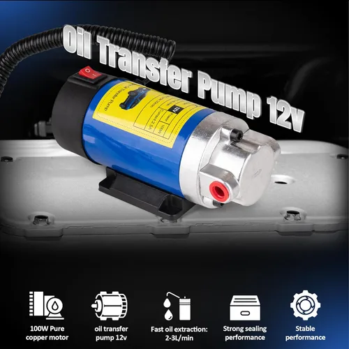 Vista 5 de Bomba extractora de aceite de 12 V 100 W, extractor de aceite de motor para cambio de aceite, bomba eléctrica de transferencia de fluido, bomba