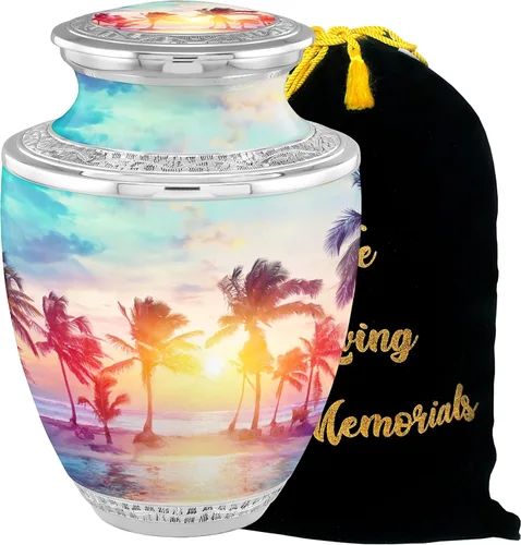 Vista 15 de Urnas de Cremación Personalizadas con Medallón Estético de Playa para Cenizas de Adultos Hombre Mujer - Urnas de Entierro de 200 libras para Cenizas