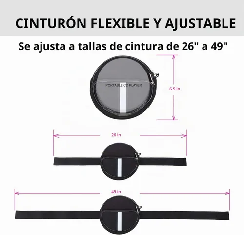 Vista 4 de Funda portátil para reproductor de CD, riñonera impermeable para reproductor de CD con correa de mano compatible