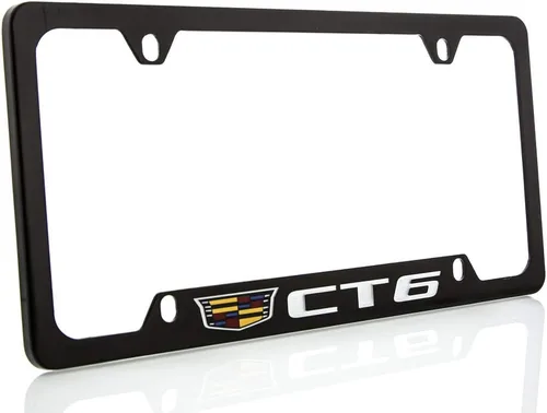 Vista 4 de Cadillac CT6 Marco de matrícula de zinc con acabado negro brillante (2 agujeros)