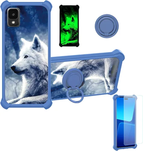 Vista 10 de jioeuinly Cricket Ovation 2 - Funda compatible con AT&T Maestro Max (2021), con protector de pantalla de vidrio templado, policarbonato duro +