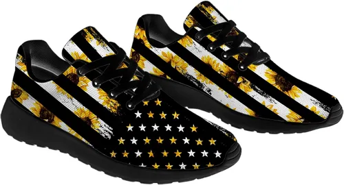 Vista 4 de Zapatos de girasol para mujeres y hombres tenis para correr cómodos deportes caminar tenis flores regalos para niño y niña