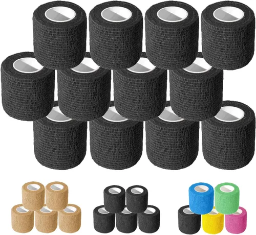 Vista 11 de OZER Paquete de 12 rollos de vendaje autoadhesivo de 2 pulgadas x 5 yardas, cinta elástica autoadhesiva para estiramiento atlético, deportes Colorido