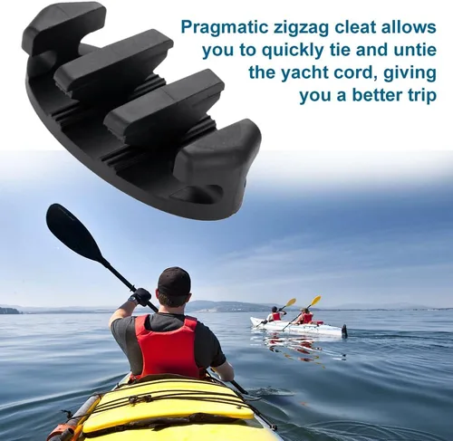 Vista 6 de Yetaha 2 tacos de anclaje en zigzag, tacos de nailon negro para canoas, pesca, barco, kayak, accesorios