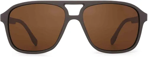 Vista 2 de JIM HALO Gafas de sol polarizadas de aviador para hombres y mujeres gafas de conducción cuadradas vintage marco café matelente marrón polarizado