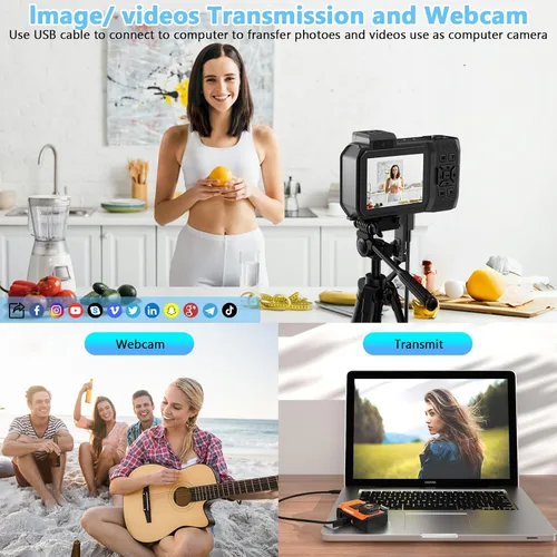 Vista 6 de Cámara Digital Impermeable 8K para Esnórquel: 70MP 33FT Cámara Subacuática Compacta Resistente HD de Doble Pantalla con Zoom de 18X Selfie, Tarjeta
