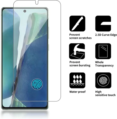Vista 2 de Paquete de 4 protectores de pantalla de vidrio compatibles con Samsung Galaxy Note 20 5G / SM-N981U [dureza 9H], vidrio templado HD, resistente a