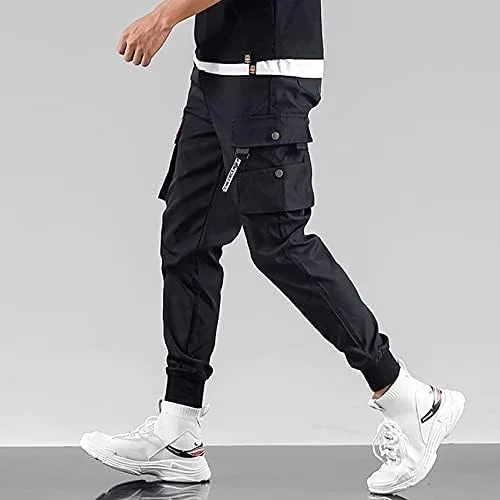 Vista 6 de Streetwear - Pantalones de hip hop, pantalones tipo cargo, pantalones deportivos, casuales, para hombres, parejas, mujeres, unisex