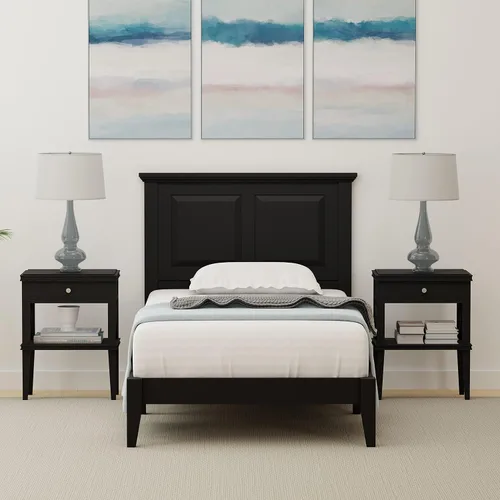 Vista 13 de Cama de plataforma de madera maciza estilo cabaña en tamaño matrimonial - Cereza clásica