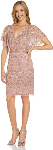 Vista 3 de Adrianna Papell Vestido blusa de malla con cuentas para mujer