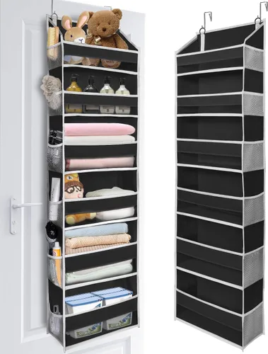Vista 14 de ULG Organizador para colocar sobre la puerta, 5 niveles extra grande para colgar con 10 bolsillos de malla, organizador de puerta para guardería