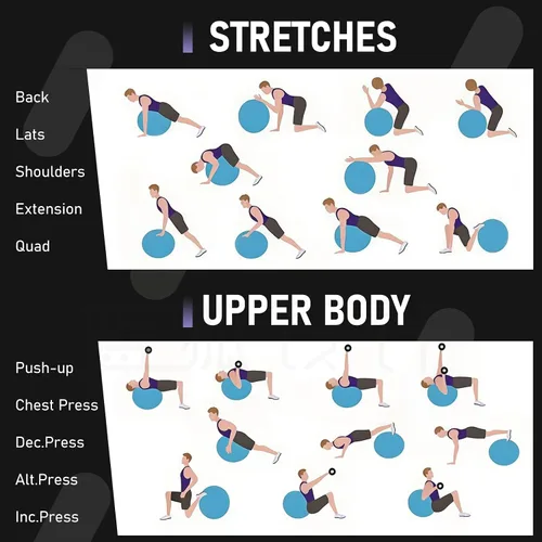 Vista 7 de Gruper Pelota de yoga y pilates, pelota de gimnasio de 4 tamaños para fitness, yoga, entrenamiento, embarazo y terapia física, bomba rápida
