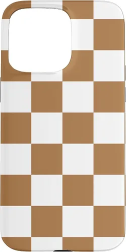 Vista 28 de iPhone 16 Checkered Checkerboard Indie Aesthetic Brown Coffee Beige Case