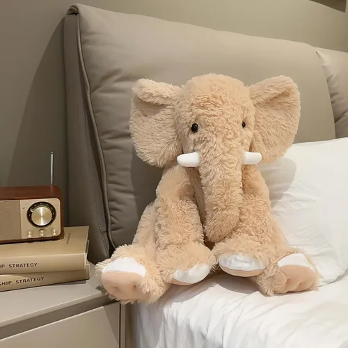 Vista 8 de Elefante de peluche grande de 19.2 pulgadas, juguete de elefante inteligente de felpa para niños, para niñas y mujeres, decoración de habitación Gris
