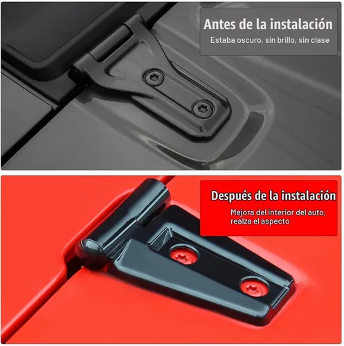 Vista 5 de 2 piezas de cubierta de bisagra de capó y accesorios de moldura para Jeep Wrangler JK y Unlimited 2007-2018 (Negro)