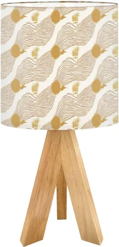 Vista 12 de Tripod Table Lamp Boho Vintage Flower Shape Stripe Circles Curved Lines Bedside Lamps Small Lamp Nightstand Lamp with Linen Lampshade Table Lamps