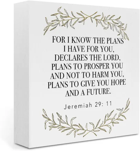 Vista 10 de Be Still And Know That I Am God, letrero decorativo de caja de madera con versículos bíblicos, placa rústica religiosa de bloque de madera, letrero