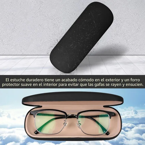 Vista 4 de Estuche para gafas Joyberg, paquete de 2 estuches para gafas con paño de limpieza, estuche para gafas de carcasa rígida que se adapta a la mayoría