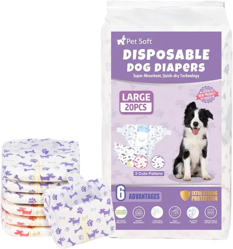 Vista 15 de Pet Soft Pañales desechables para perras – Pañales desechables para perritos con indicador de humedad, pañal para cachorros y gatos súper