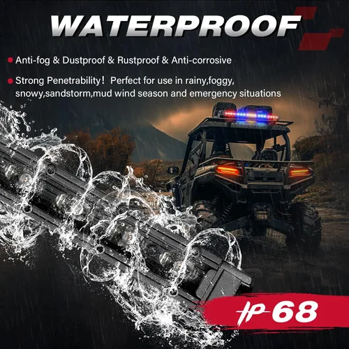 Vista 4 de OFFROADTOWN Barra de luz LED de persecución de 20 pulgadas, luces traseras UTV, luz intermitente de seguridad con luz intermitente de freno