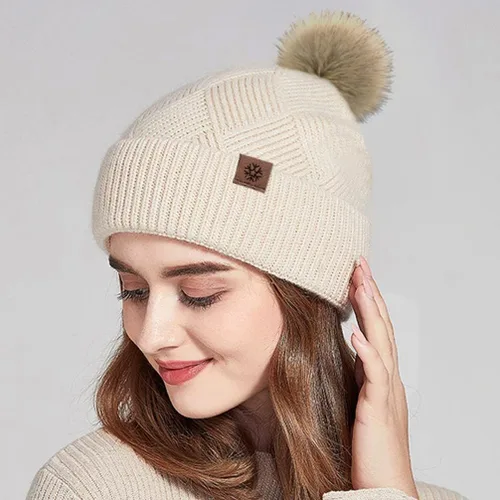 Vista 28 de Bufanda de punto de lana, gorro de esquí, guantes táctiles para invierno, para mujer y hombre