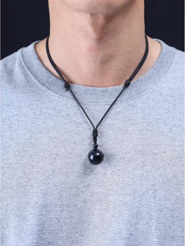 Vista 3 de Colgante COAI con pendiente de piedra redonda auténtica, unisex
